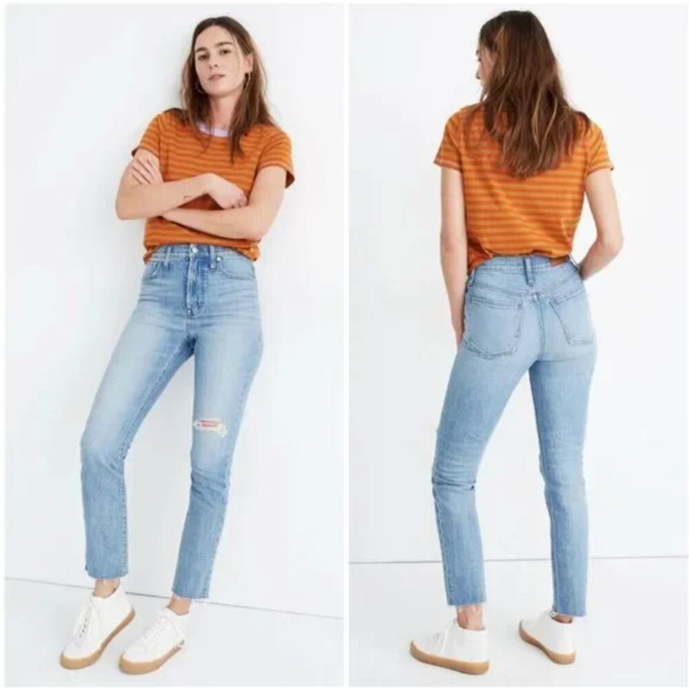 Madewell Perfect Vintage Crop Jean 25 Light Wash Distressed Raw Hem - Picture 8 of 8